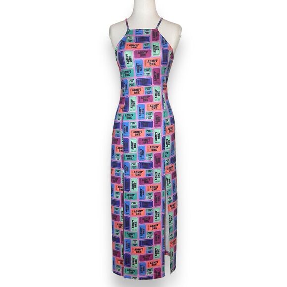 Hayley Elsaesser Women Admit One Ticket Print Dress Size L Multicolor Sleeveless - Picture 1 of 9